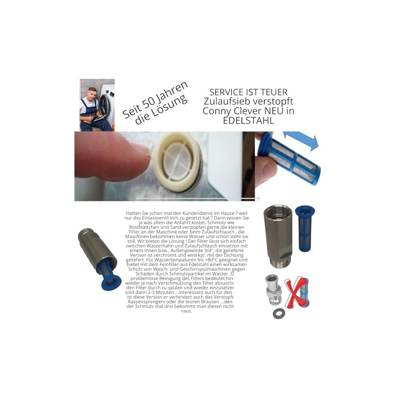 Long-term Water Filter 3/4 Inch Connection Washing Machine Dishwasher