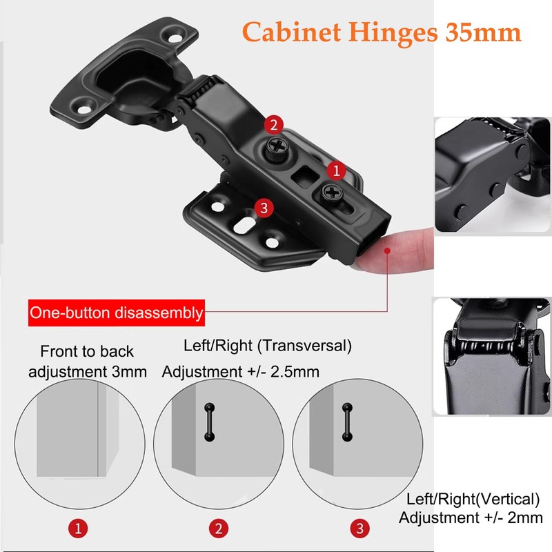 Cokritsm Black Hinge Cabinet Door with Hinge Screws, Screw-On Hinge