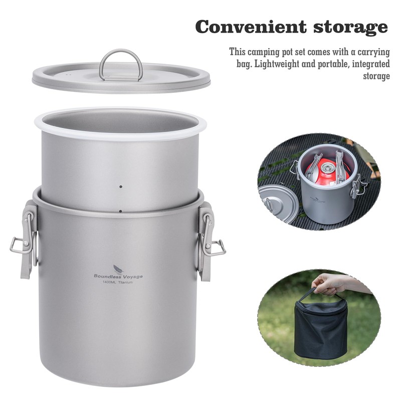 Boundless Voyage Titanium Rice Cooker Camping Cooking Pot Ultralight Camping