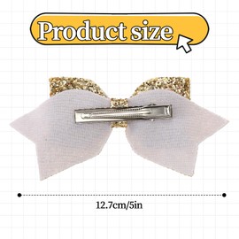 Sparkling Hair Bows 2 PCS Shiny Gold Hair Clips Glitter Cute Alligator Clips Sequins Hairpins Boutique Barrettes for Flower Girls Teens Women Carnival Christmas Wedding