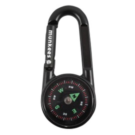 munkees Compass Carabiner with Thermometer Keychain Function Carabiner Aluminum 3135 (Twin Pack Black)