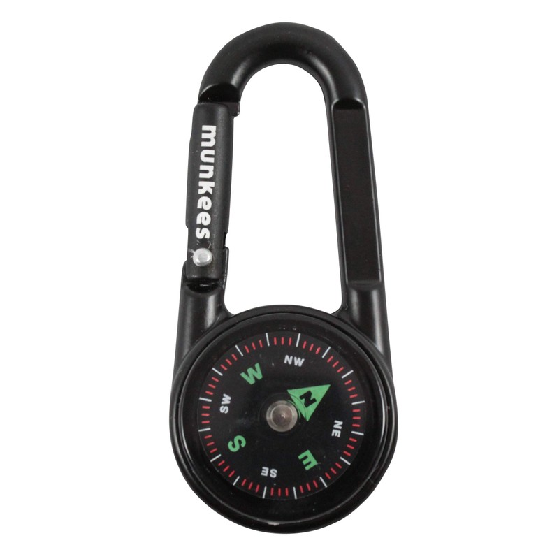 munkees Compass Carabiner with Thermometer Keychain Function Carabiner Aluminum 3135