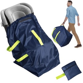 DMS PROTECTOR Car Seat Travel Bag for Airplane, Water-Resistant Gate Check Bag with Adjustable Carry Straps, Universal Fit, Durable Carseat Cover For Airplane Travel, Navy