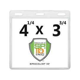 Bulk 25 Pack - Premium Vaccination Card Protector 3 X 4 in for CDC Immunization Record or 4x3 Horizontal Badge IâD Name Tag - Clear Vinyl Plastic Sleeve 3 Lanyard Slots for Events - Specialist ID