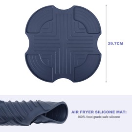 Silicone Heat-Resistant Mats for Ninja Crispi Glass Air Fryer, 11.7x11.7x0.2in Heat Resistant Professional Trivet Pad Parts Compatible with Ninja Crispi DZ201DZ401 Containers Accessories(Blue)