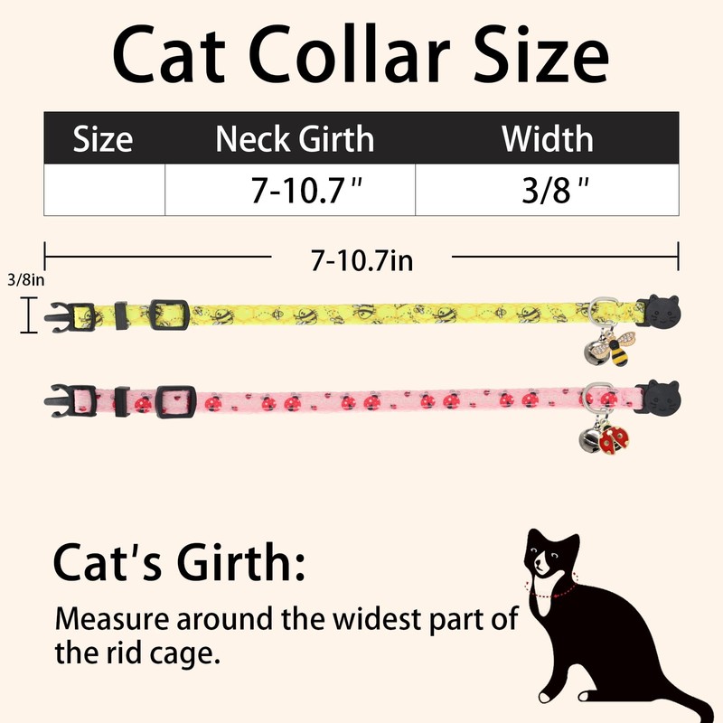 Giecooh Cotton Cat Collar, 2 Pack Breakaway Cats Collars with