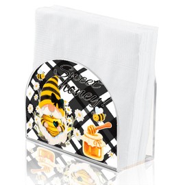 SUPERDANT Dwarf and Bees Napkin Stand Acrylic Tissue Holder Organizer Sweet Honey Paper Napkins Holders for Kitchen Serviette Holder Dispenser Home Dining Room Dinner Party Farmhouse Table Decoration