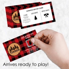 Big Dot of Happiness Lumberjack - Channel the Flannel - Buffalo Plaid Party Game Scratch Off Cards - 22 Count