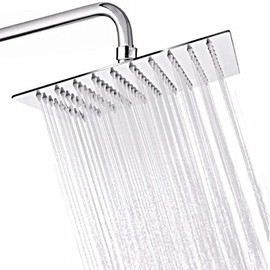 Homelaya Regadera para baño Cuadrada Tipo Lluvia Negra Cromada incluye tubo 40 cm alta presion,montaje fijo de cabeza de ducha de 20cm,conector de rot