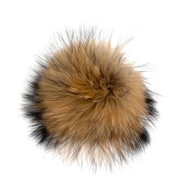 FISH IN THE SEA Premium Real Fur Bobble XL 17-19 cm Fur Bobble with Press Stud Easy to Install Removable Pom Pom for Knitted Hat, beige, Classic