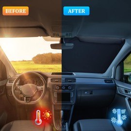 ZATOOTO Windshield Sun Shade Custom Fit for VW POLO 2018-2024, Car Sun Shades Windscreen Foldable, Thickened Reflective Polyester Blocks UV Rays Keep Car Cooler