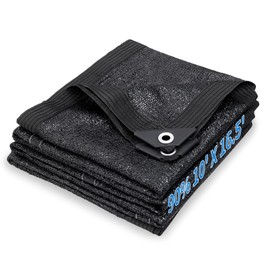 EMEKIAN 90% Black Sunblock Shade Cloth, UV Resistant Sun Shade Canopy with Grommets, 10 ft x 16.5 ft Outdoor Shade Mesh Cover Tarp for Garden, Greenhouse, Pergola, Backyard, Patio, Flowers Plants