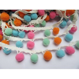 YYCRAFT Colorful A Pom Pom Ball Fringe Trim Ribbon Sewing(5 Yards)