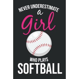 Never Underestimate a Girl Who Plays Softball notebook: inspirational notebooks and journals journal for women to write in stress notebook feelings ... ... for girls inspirational books for women