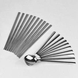 Queensense Stainless Steel Commercial Shop & Restaurant Plain Korean Cutlery Set for 10 People / 퀸센스 스텐 업소용 가게 식당 숟가락 젓가락 민자 한식 수저 세트 10인용