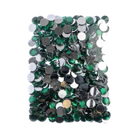 John Bead 400 Pieces 12mm (SS50), Green, Acrylic Round Flat Back Rhinestones for Jewelry Making, DIY Crafts, Nail Art, Face Makeup, Clothes