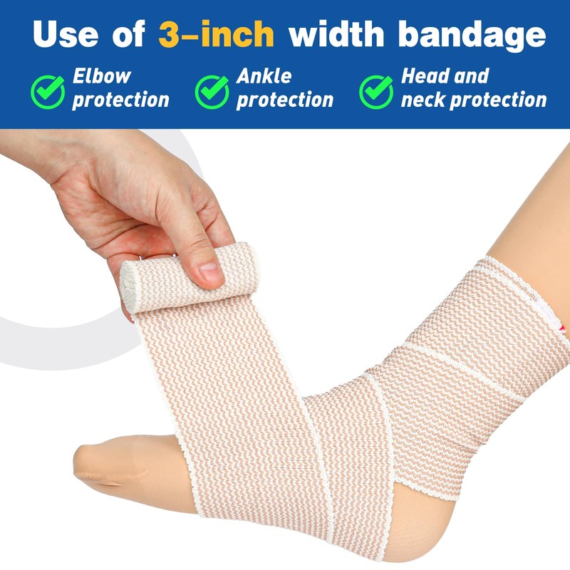 AZEN Premium 4 Pack Elastic Bandage Wrap (2x2", 2x3"), Compression