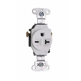 20A 240V Heavy Duty Single Receptacle White Color NEMA 6-20R Appliance/Air Conditioner Outlet (1)