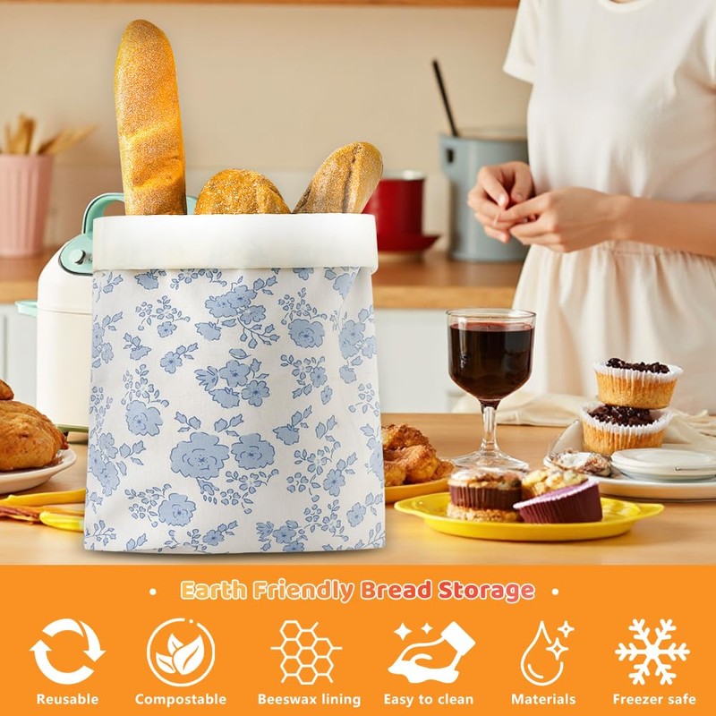 Bread Bags for Homemade bread,2 Pack Sourdough Bread Bags,Beeswax Bread