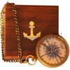 Be Strong and Courageous Engraved Compass with Wooden Box, Christian