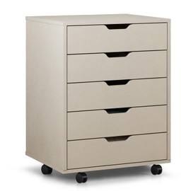 Zanzio Home Office Mobile File Cabinet with 2 Deep Drawers or 5 Slim Drawers, Small Commercial Vertical Cabinet with Wheels, Rolling Filing Cabinet for A4 Files (White, 5-Drawer)