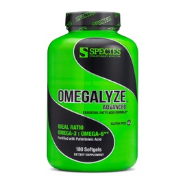 Species Nutrition Species Nutrition Omegalyze Support Supplements, Essential Fatty Acid Formula, Supplement to Help Maximize Recovery, Omega 3,6 and 7 Formula,180 Capsules