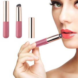 Lip Brush, Set of 2, Lipstick Brush, Concealer Brush, Round Head, Makeup Brush, For Travel, Multifunctional, Portable, Soft, Silica Gel, Makeup Tools, Easy to Carry (Pink)