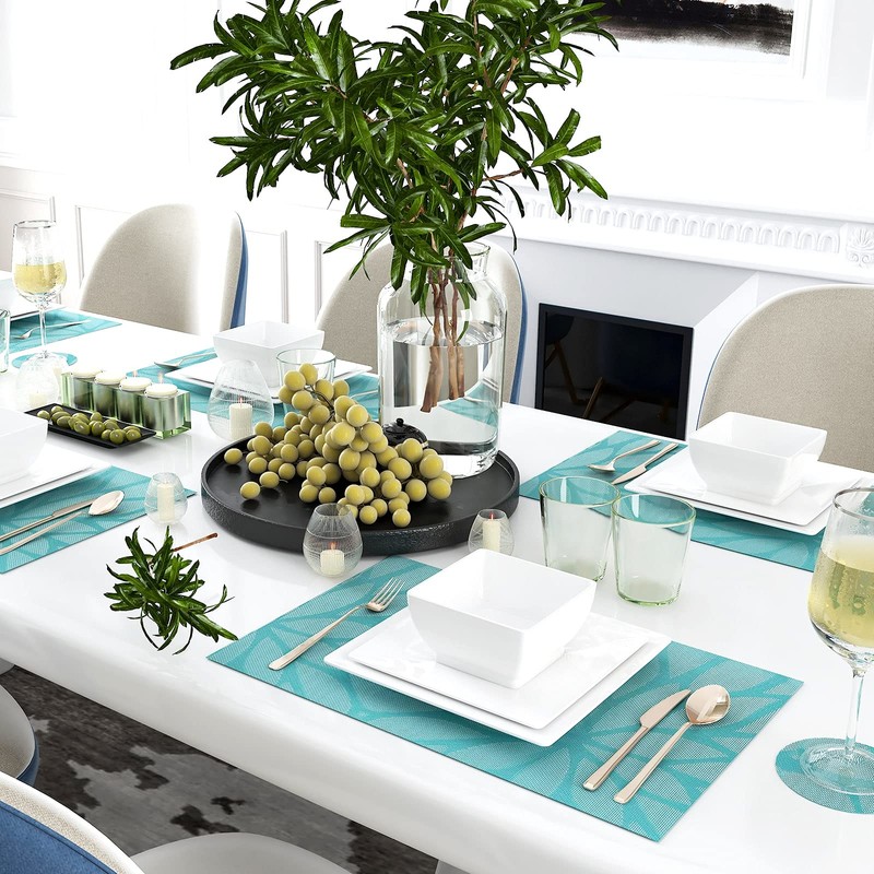Placemats and Coaster Sets Teal Set of 6 - Woven