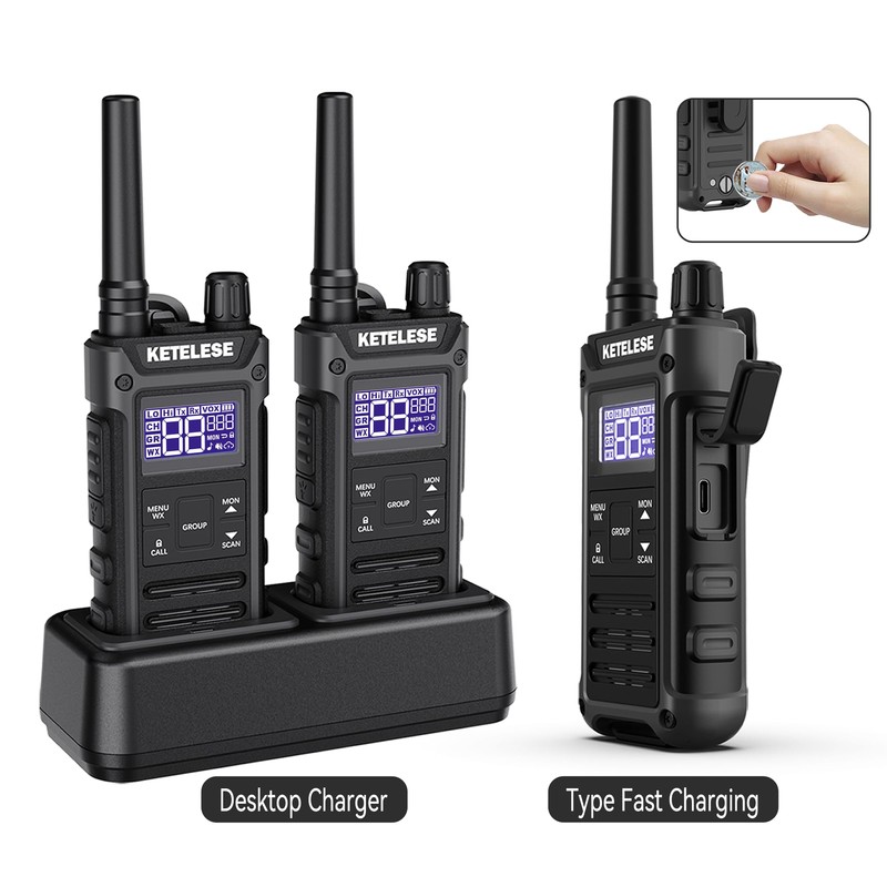 KETELESE T3G Heavy Duty Walkie Talkies for Adults, IP67 Waterproof