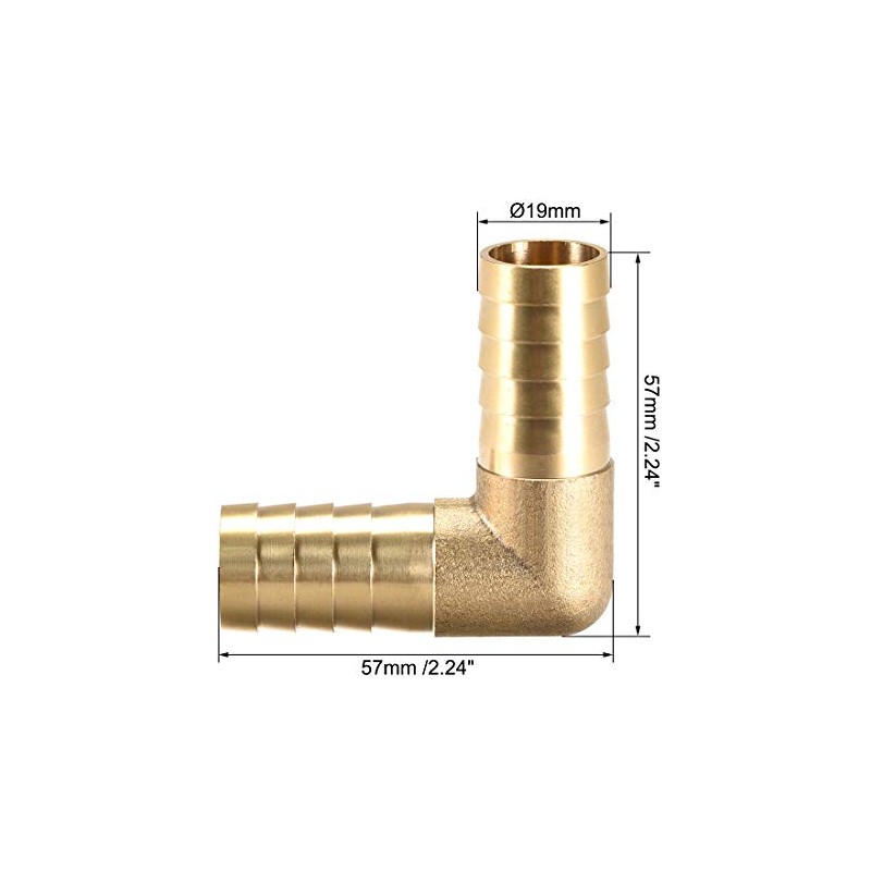 sourcing map 19mm Barb Brass Hose Fitting 90 Degree Elbow