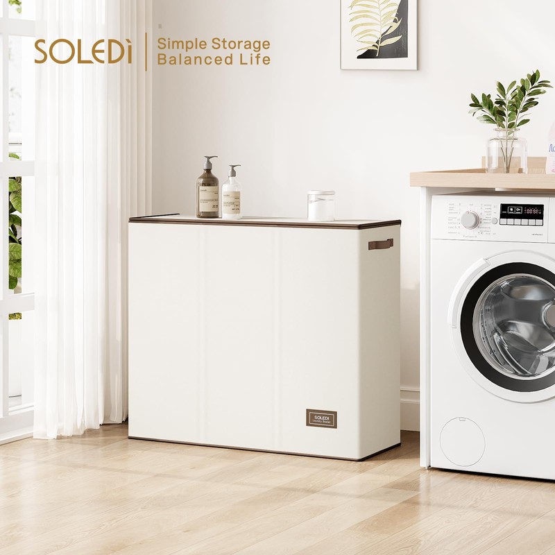 SOLEDI 180L Laundry Hamper 3 Section, Extra Large Laundry Hamper