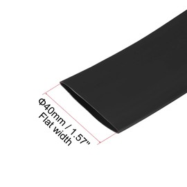 sourcing map Heat Shrink Tubing 24mm Dia 40mm Flat 4:1 Cable Sleeve 1.5m Black