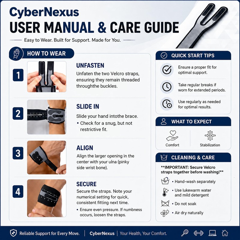 CyberNexus Ultra-Thin TFCC Wrist Brace, 3D Gel Pad, Navy Blue,