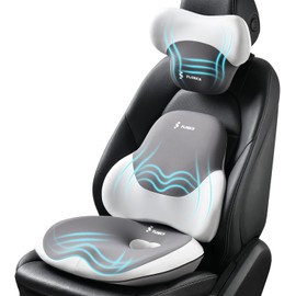 FLORICH Seat Cushion and Lumbar Support Pillow for Office Chair Car Neck Headrest Pillow 100% Memory Foam Seat Pads Pressure Relief Back Cushion and Carseat Pads(Grey)