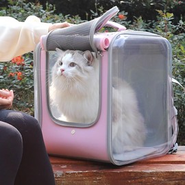 Petseek Cat Backpack Carrier Large Pet Backpack Carrier, 16lbs Load-Bearing Ventilated Design Dog Backpack Carrier for Small Dogs, Sturdy Cat Bubble Backpack for Travel, Hiking & Outdoor