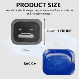 NYTKL 20PCS Tire Patches, 2.56 x 3.15 Inches Heavy Duty Rubber Tyre Puncture Repair Patch, Universal Vehicle Radial Tire Patch Emergency Repair Tool for Car Truck Bus Tractor
