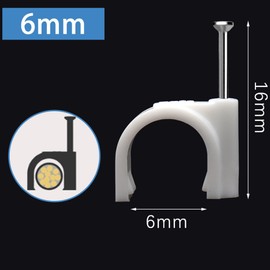 Mingze Pack of 100 White Round Cable Clips with Steel Nail, Electric Wire Cable Nail Clips Cable Tidy, Cable Clip Management Nail Clips