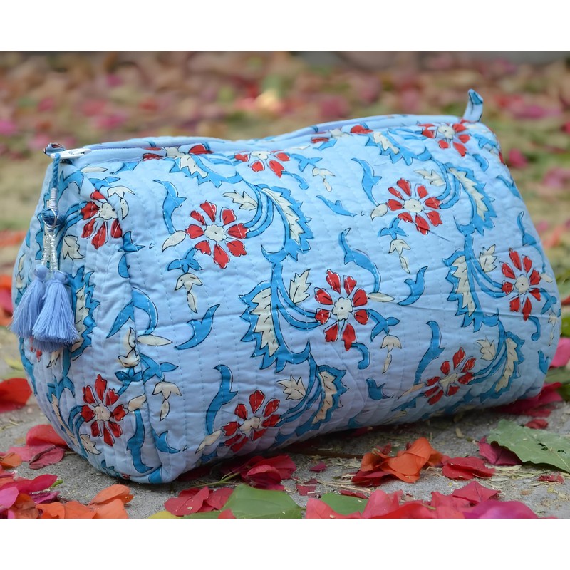 INDACORIFY Bolsas de aseo cosméticas con estampado de bloques de
