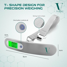 VOXXU Precise Digital Luggage Scale with 110lb/50Kg Capacity – Portable Suitcase Weighing Scales | Accurate Luggage Scales for Suitcases | Heavy Duty Weighing Scales for Luggage | Travel Accessories