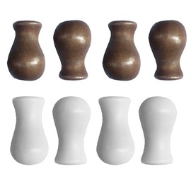 GSHLLO 8 Pcs Wood Cord Tassels Knobs Window Hanging Blind Ball Pulls Cord Drop Small Pendants for Curtain White and Brown