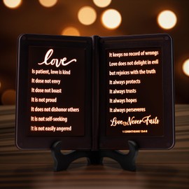 mamre Thy Word Decor Light, Rechargeable Scripture Lamp, 1 Corinthians 13 Agape, Love Never Fails Christian Gift, Home Décor