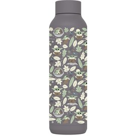 Quokka The Mandalorian Grogu Leaves Thermosflasche, Edelstahl, einfarbig, Grau, 630 ml