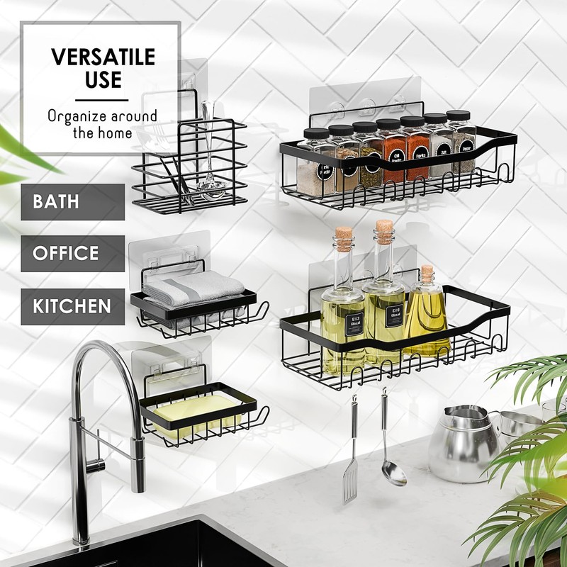 Clara Clark Shower Organizer - Adhesive Shower Shelf Caddy, Rustproof