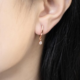 PHNIBIRD Zircon Earrings Silver 925 Hoop Earrings with Pendant Earrings Rose Gold Hanging Women's Jewellery for Valentine's Day and Christmas Women's Earrings Gift for Her, Sterling Silver, silver