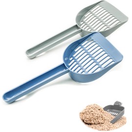 2 x Strong Cat Litter Scoop, Plastic Cat Litter Scoop, Cat Litter Scoop, Handy Sand Sieve, Waste Strainer, Cleaning Tool, Shovel, Cat Scoop Set (Blue
