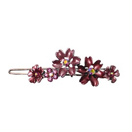 Flower Barrette In Lovely Colors Equipped with Snap-on Clip for Thin Hair YY86400-11winered