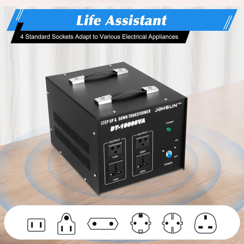 5000W/10000W Voltage Converter Transformer Step Up/Down 110V/220V Heavy Duty Voltage