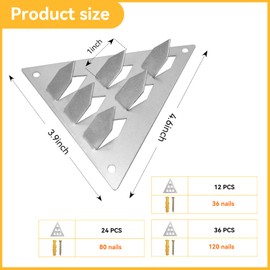 24 Pack Surface Mount Impaler Acoustic Panel Mounting Hardware - 4.6" X 3.9" Triangle Push-On Impaler Mount with Screws, 6-Prong Angled Acoustic Insulation Impaling Clips for Soundproof Wall Panels