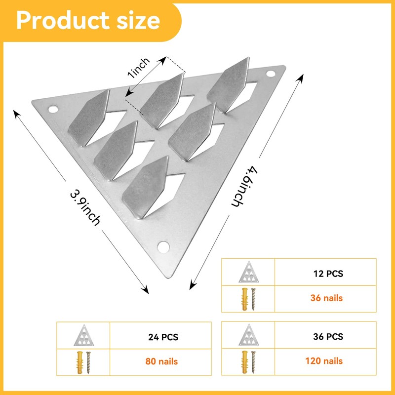 24 Pack Surface Mount Impaler Acoustic Panel Mounting Hardware -