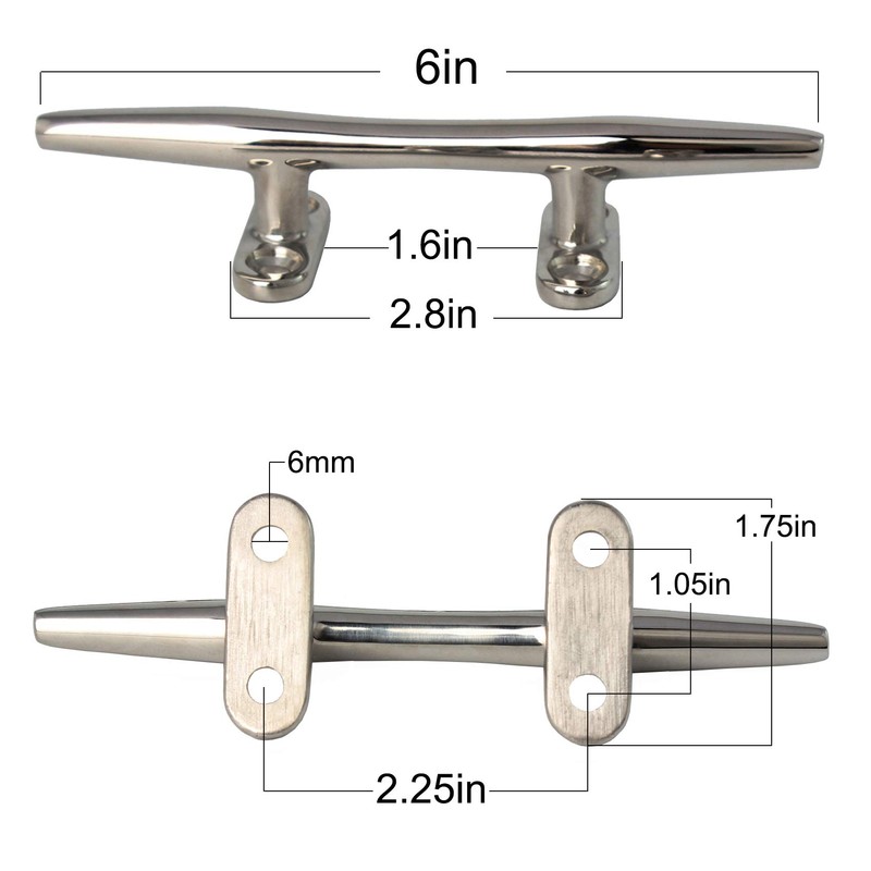 VEITHI 6 inch 316 Stainless Steel Boat Cleat, Boat Cleats